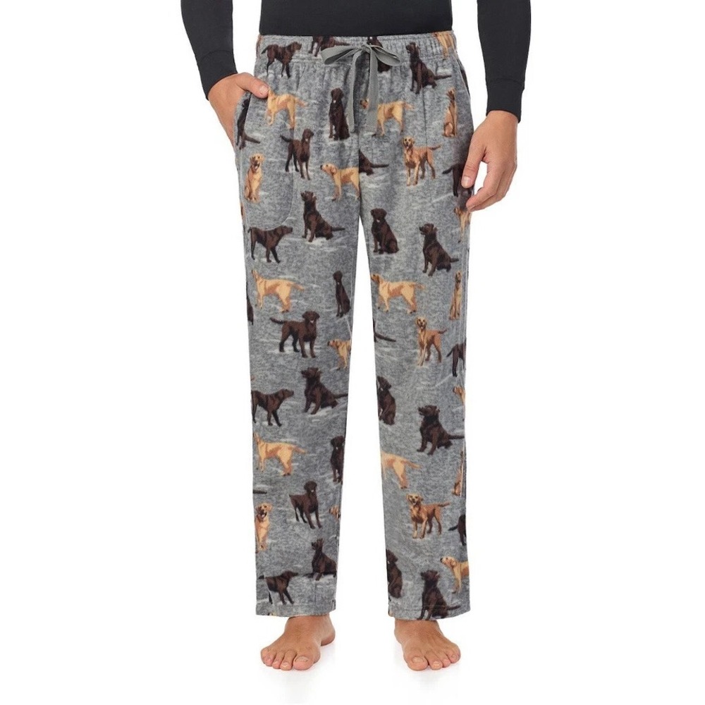 Cuddl Duds Sleep Pants Men 4XB Labradors Dogs Microfleece Cozy Pajama Gray - Picture 2 of 6